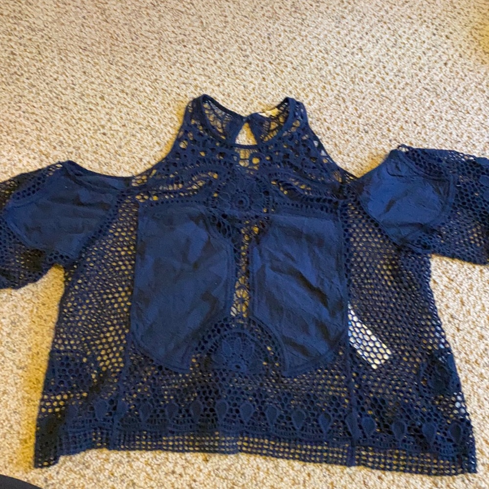 Blue see through shirt